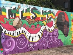 13D Music is Life mural by Richardo Hines Paint Jamaica Barry St street art in Kingston Jamaica
